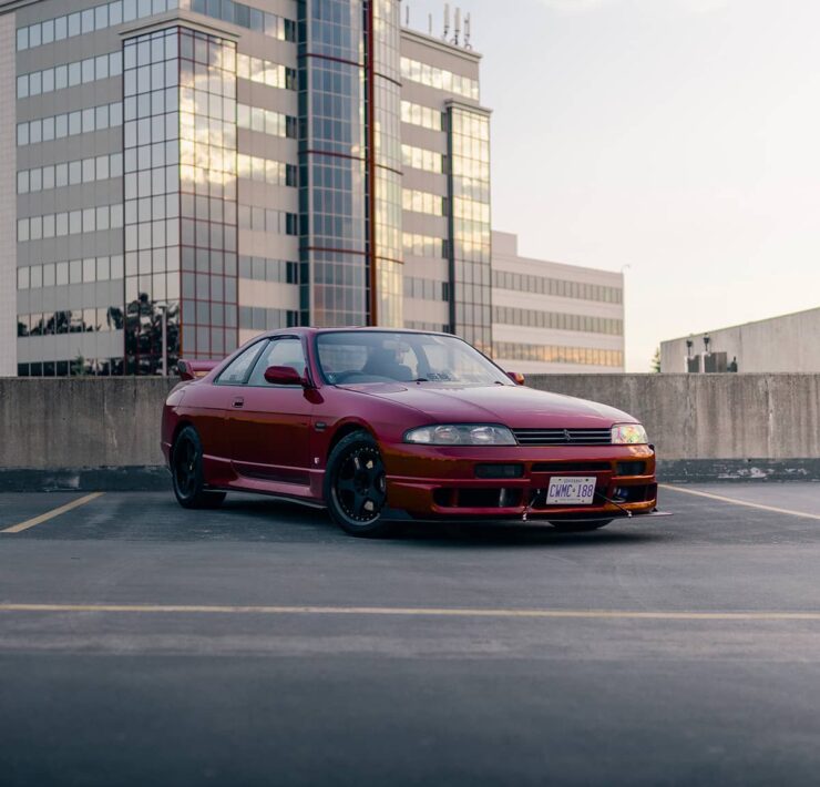 Clean Nissan Skyline GTS-T Coupe R33 on black wheels