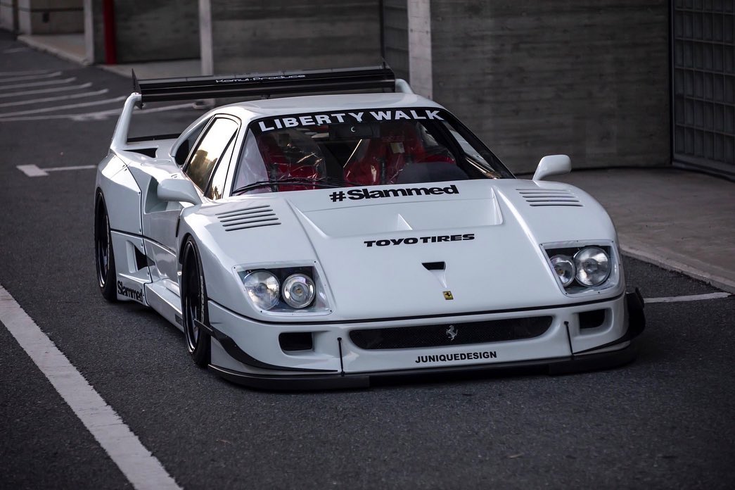 WHite Ferrari F40 modified by Liberty Walk