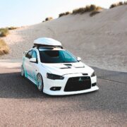 Evo X bumper and hood on. a regular Mitsubishi Lancer X