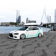 Stanced Mitsubishi Lancer X with Evolution conversion