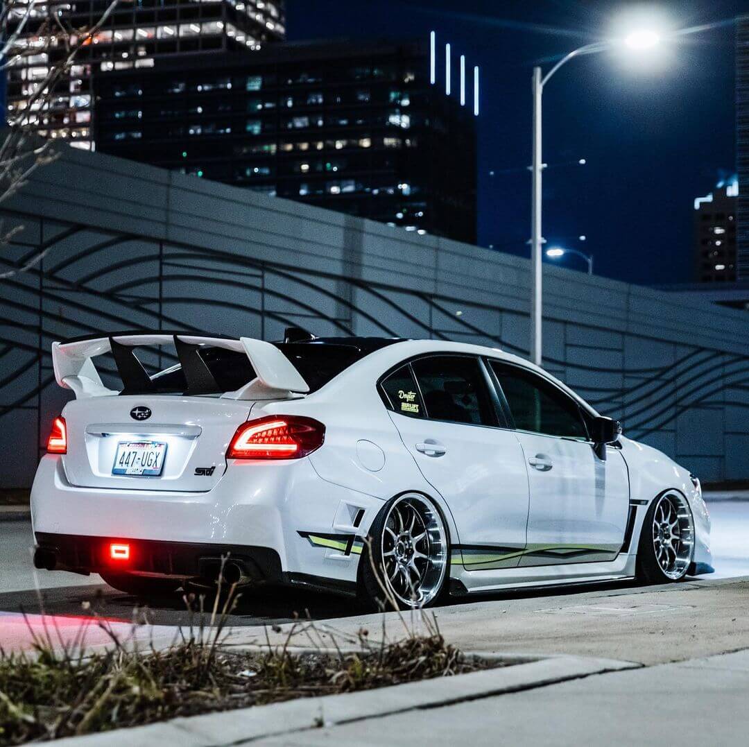 Stanced 2018 SUBARU IMPREZA WRX STI with a spoiler